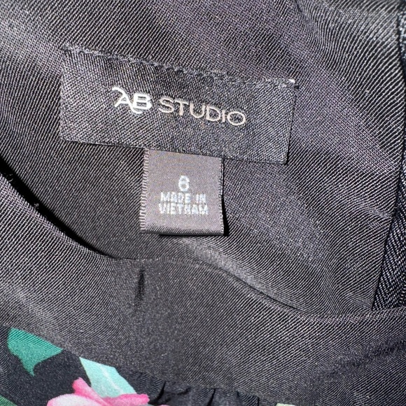AB Studio Floral Black Pink and Green  Size 6 EUC RN# 31310 - Picture 2 of 8